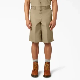 Loose Fit Flat Front Work Shorts, 13″