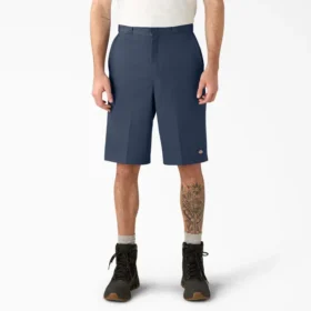 Loose Fit Flat Front Work Shorts, 13″