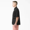 Mixed Media Zip Front Short Sleeve Work Shirt