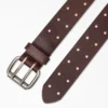 Perforated Leather Double Prong Buckle Belt