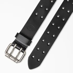 Perforated Leather Double Prong Buckle Belt
