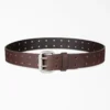 Perforated Leather Double Prong Buckle Belt