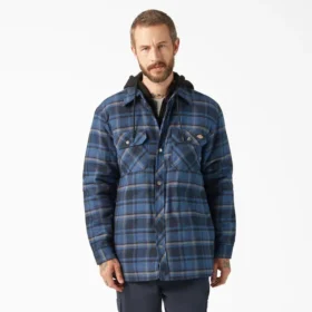 Water Repellent Flannel Hooded Shirt Jacket