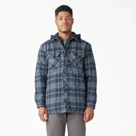Water Repellent Flannel Hooded Shirt Jacket