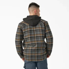 Water Repellent Flannel Hooded Shirt Jacket