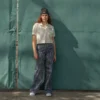 Women’s Embroidered Patch Cropped Work Shirt