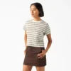 Women’s Large Striped Cropped Pocket T-Shirt