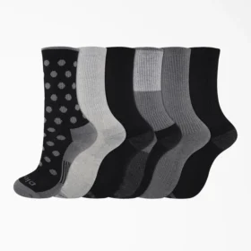 Women’s Pattern Crew Socks, Size 6-9, 6-Pack