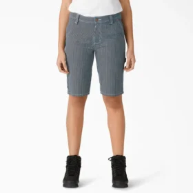 Women’s Relaxed Fit Hickory Stripe Carpenter Shorts, 11″